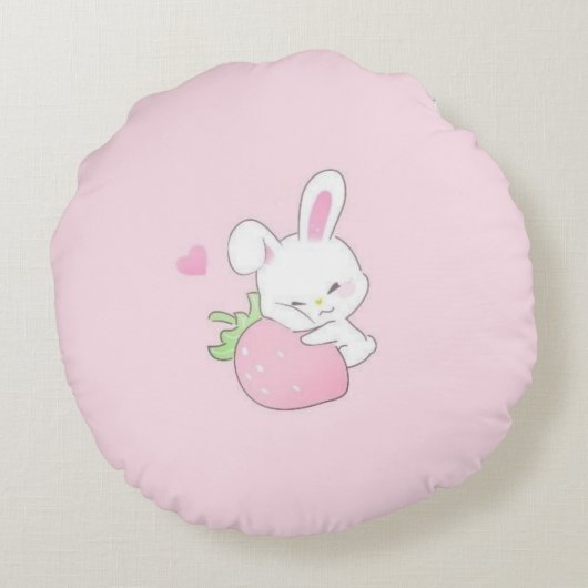 Kabouter Kawaii Rond Dekkussen - Pastel Roze Kussen (Achterkant)