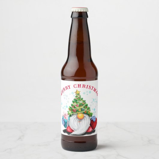 Kabouter Kerst Fles Labels Bier Etiket (Voorkant)