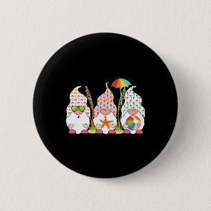 Kabouter kerst in juli koele zomer tropisch strand ronde button 5,7 cm