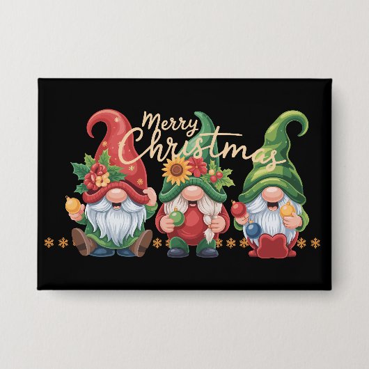 Kabouter Kerst Kabouters Prettig Kerstmis Kerstmis Button (Voorkant)