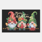 Kabouter Kerst Kabouters Prettig Kerstmis Xmas Rechthoekige Sticker (Voorkant)