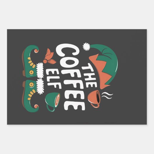 Kabouter Kerst Kerstmis Mopshout Caffeïne Kerstlie Inpakpapier Vel (Voorkant)