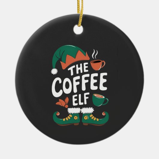 Kabouter Kerst Kerstmis Mopshout Caffeïne Kerstlie Keramisch Ornament (Voorkant)