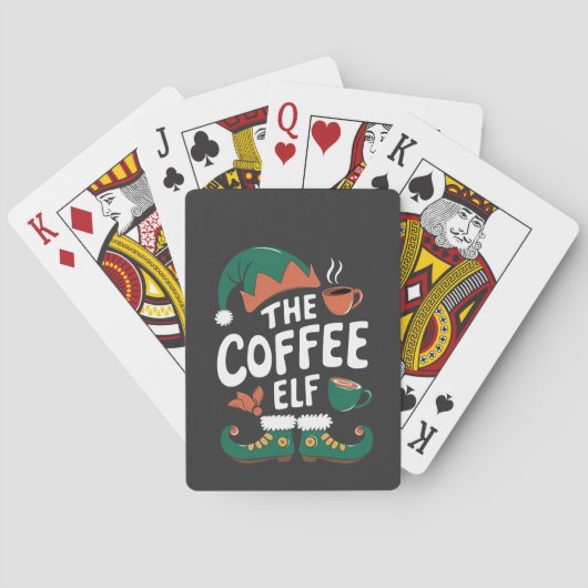 Kabouter Kerst Kerstmis Mopshout Caffeïne Kerstlie Pokerkaarten (Achterkant)