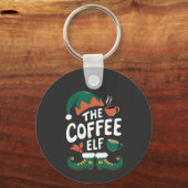 Kabouter Kerst Kerstmis Mopshout Caffeïne Kerstlie Sleutelhanger (Voorkant)