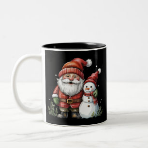 Kabouter Kerst Winter Seizoen Kabouter Liefhebber  Tweekleurige Koffiemok