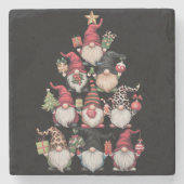 Kabouter Kerstboom Grappig Kerstmis Vakantie Stenen Onderzetter (Voorkant)