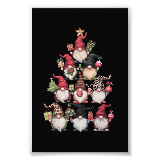 Kabouter Kerstboom Grappig Kerstvakantie Foto Afdruk (Voorkant)