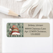 Kabouter kerstboom patroon beige adres etiket (Insitu)