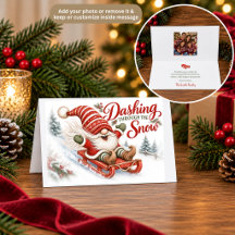 Kabouter Kerstkaart Dashing Through the Snow