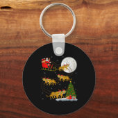 Kabouter Kerstman slee slee vliegend grappig magis Sleutelhanger (Voorkant)