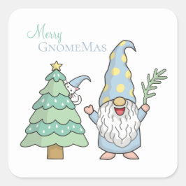 Kabouter Kerstmis Kerstboom Kabouter Vakantie Vierkante Sticker