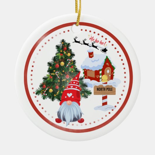 Kabouter Kerstmis Noordpool Keramisch Ornament (Voorkant)