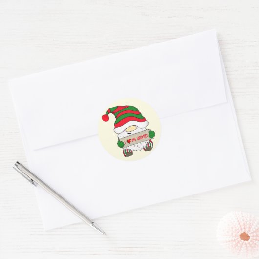 Kabouter Kerstmis Ronde Sticker (Envelop)
