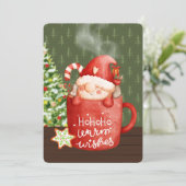 Kabouter Kerstmuts Waterverf Warm Wensen Feestdagenkaart (Staand voorkant)