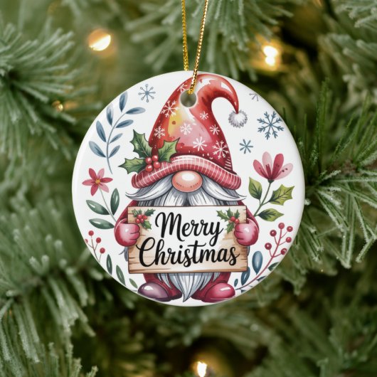 Kabouter Kerstwensen Prettig Kerstfeest Ornament (Boom)