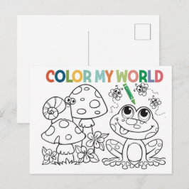 Kabouter Kikker en Slak Kleurplaat  Briefkaart
