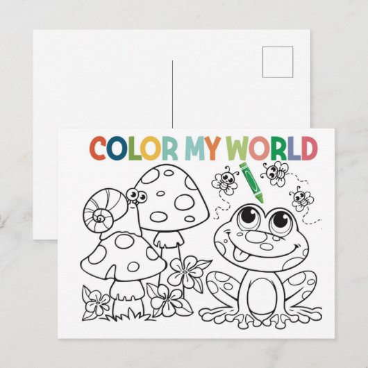 Kabouter Kikker en Slak Kleurplaat  Briefkaart (Voorkant / Achterkant)
