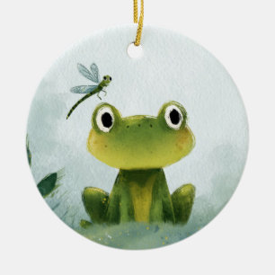 Kabouter Kikker & Libel – Zachte Natuur Illustrati Keramisch Ornament