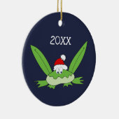Kabouter kikker met kerstmuts Kerstmis Keramisch Ornament (Rechts)