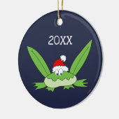 Kabouter kikker met kerstmuts Kerstmis Keramisch Ornament (Links)