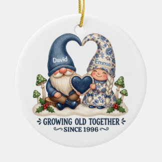 Kabouter Koppel dat Ouder Wordt Aangepaste Kerst O Keramisch Ornament