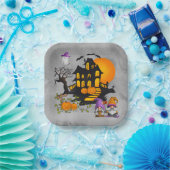 Kabouter Koppel Whimsical Spookhuis   Papieren Bordje (Feest)