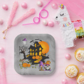 Kabouter Koppel Whimsical Spookhuis   Papieren Bordje (Feest)