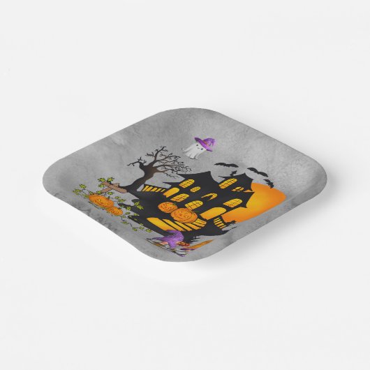 Kabouter Koppel Whimsical Spookhuis   Papieren Bordje (Gebogen)