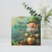 Kabouter Leprechaun en Pot met Goud St. Patrick's Feestdagenkaart (Staand voorkant)