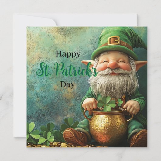Kabouter Leprechaun en Pot met Goud St. Patrick's Feestdagenkaart (Voorkant)