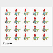 kabouter leunend op paddestoel ronde sticker (Vel)