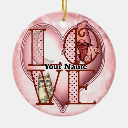 Kabouter Liefde Keramisch Ornament (Voorkant)