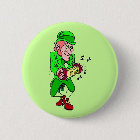 Kabouter met Accordeon Knop Ronde Button 5,7 Cm (Voorkant)