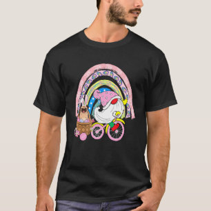 Kabouter met Bunny Pug op fiets Paaseieren Re T-shirt