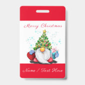 Kabouter met cadeau Kerst aangepaste naam badge (Achterkant)