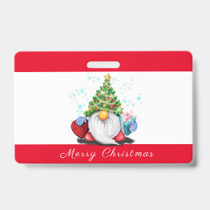 Kabouter met cadeau Kerstfeest Badge