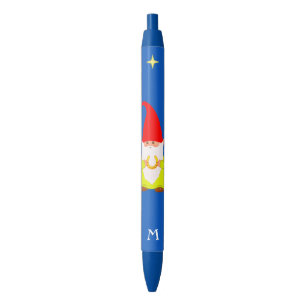 Kabouter met een geluksbrengende hoefijzer & monog zwarte inkt pen