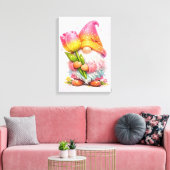 Kabouter met een tulp canvas afdruk (Insitu (Woonkamer))