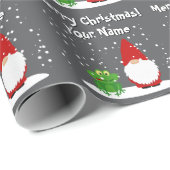Kabouter met groene kikker cartoon grappig Kerstmi Cadeaupapier (Rol Hoek)