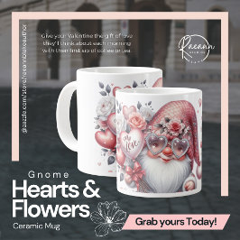 Kabouter met harten en bloemen keramische mok