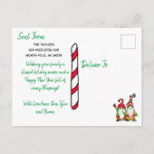 Kabouter met Kerstmis, Sociale Afstand Houdende Fe Feestdagenkaart (Achterkant)