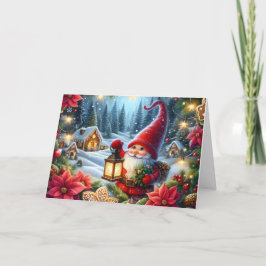 Kabouter met lantaarn Kerstmis Feestdagen Kaart