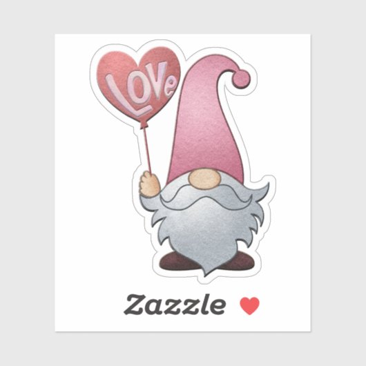 Kabouter met Liefde Hart Ballon - Valentijnsticker Sticker (Vel)