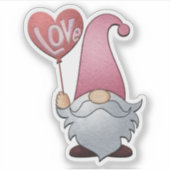 Kabouter met Liefde Hart Ballon - Valentijnsticker Sticker (Voorkant)