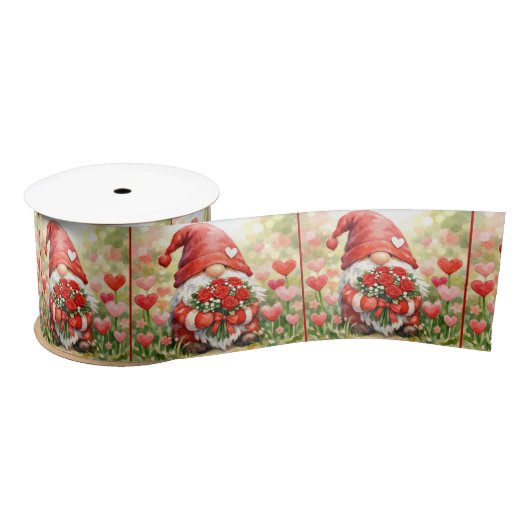Kabouter met rode rozen in een tuin satijnen lint (Spoel)