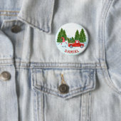 Kabouter met Rode Truck Kerst Ronde Button 5,7 Cm (In situ)