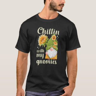 Kabouter met zonnebloem lente motief met tuinkabou t-shirt