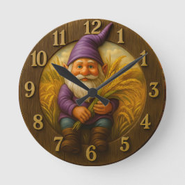 Kabouter oogst met gouden tarwe accenten ronde klok