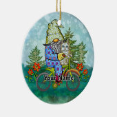 Kabouter op fiets keramisch ornament (Rechts)